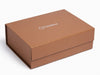 Tan Faux Leather Gift Box with Silver Foil logo to Lid