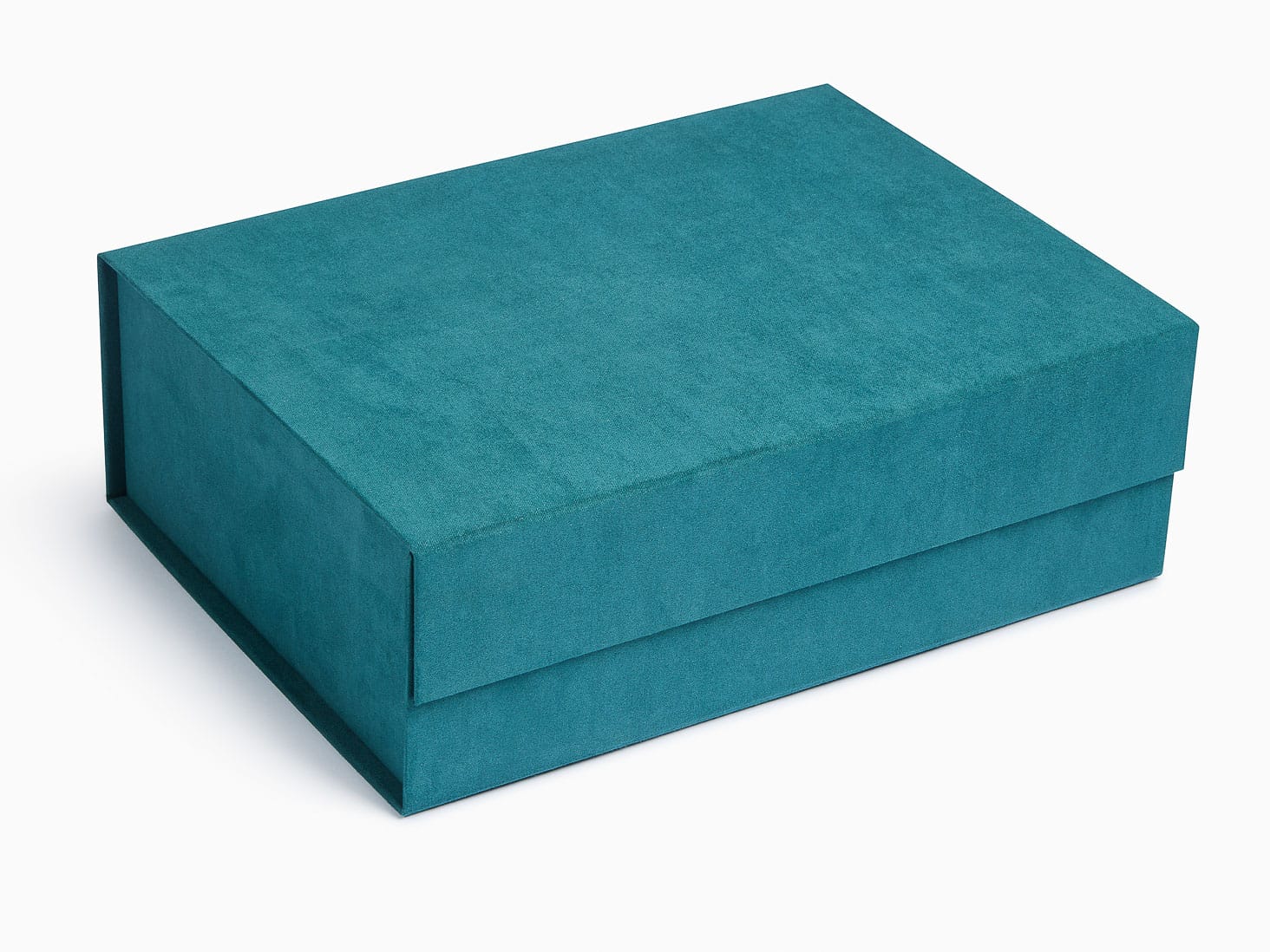 Teal Faux Suede Folding Gift Box Assembled