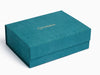 Teal Faux Suede Gift Box with Custom Gold Foil Logo To Lid