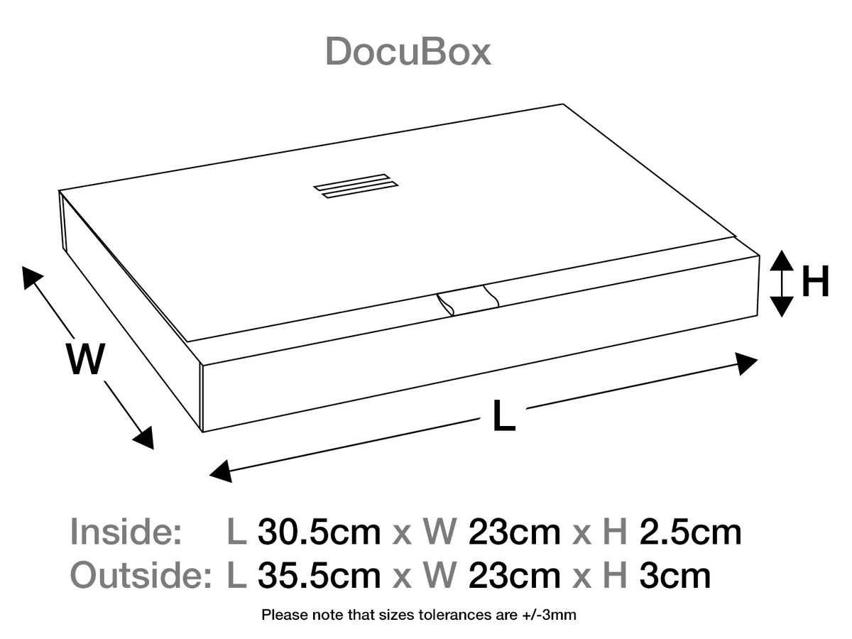 White A4 DocuBox Assembled Line Drawing