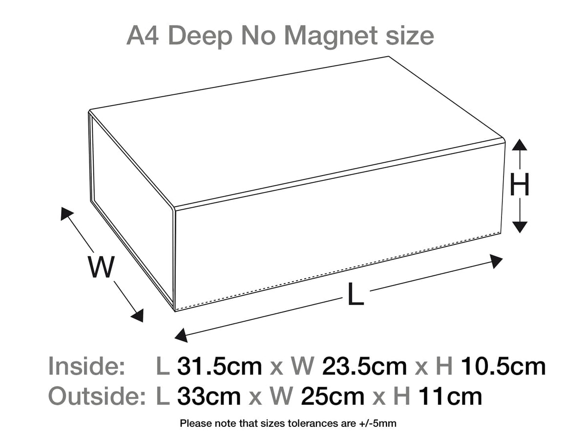 Black A4 Deep No Magnet Gift Box Assembled Size