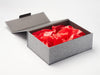 Radiant Red Tissue Paper with Grey Linen No Magnets Gift Box