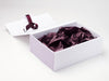 Midnight Plum Tissue Paper and Ribbon Featured in White No Magnet Gift Box with Lavender Linen FAB Sides®