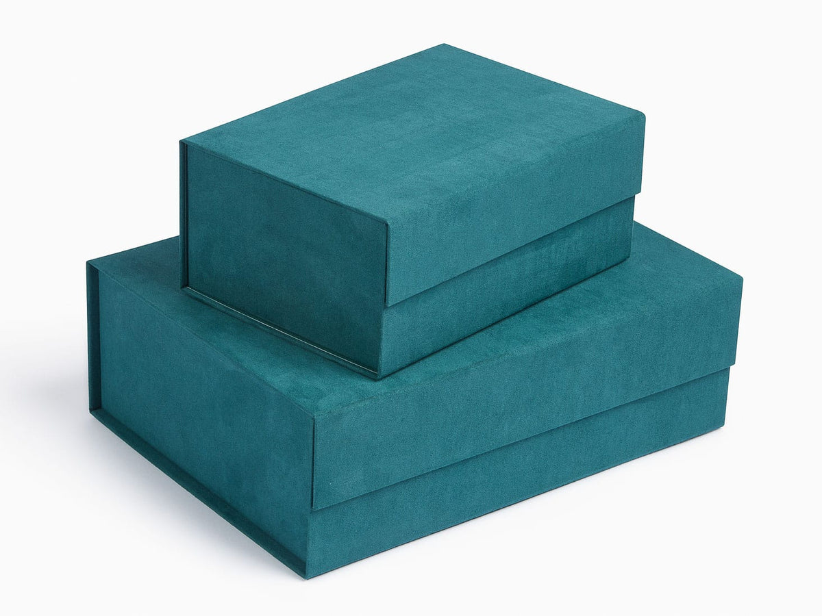 A4 Deep and A5 Deep Teal Faux Suede Gift Boxes
