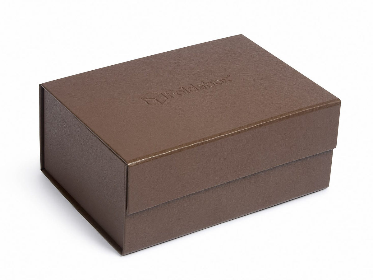 A5 Deep Dark Brown Faux Leather Gift Box With Debossed Logo
