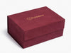 Burgunfy Faux Suede Gift Box with Custom Rose Gold Logo to lid