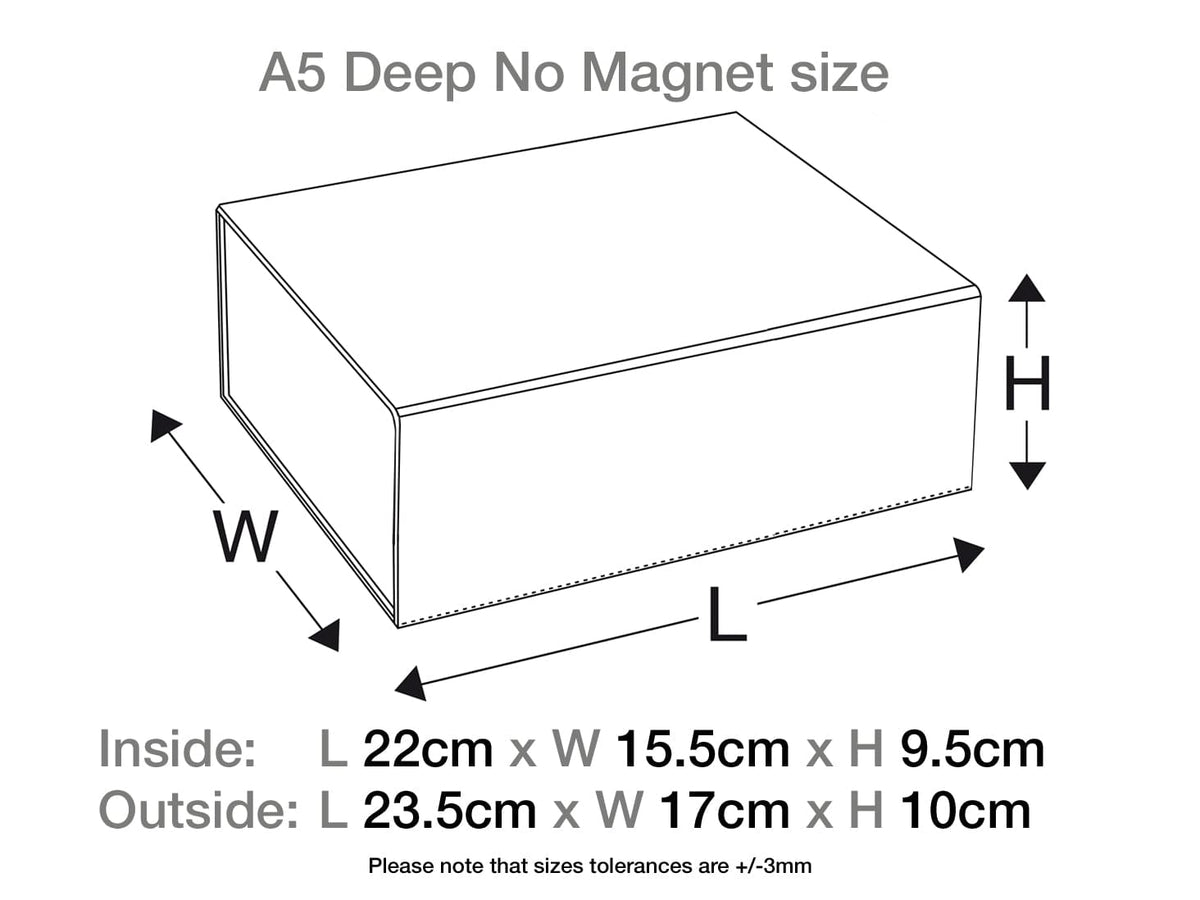 White A5 Deep No Magnets Gift Box Assembled Size