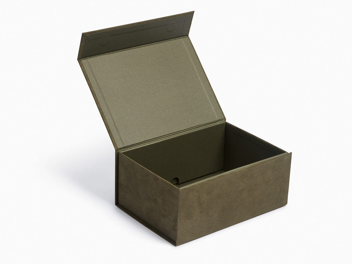 Sage Green Faux Suede A5 Deep Gift Boxes no ribbon (Pack of 12)