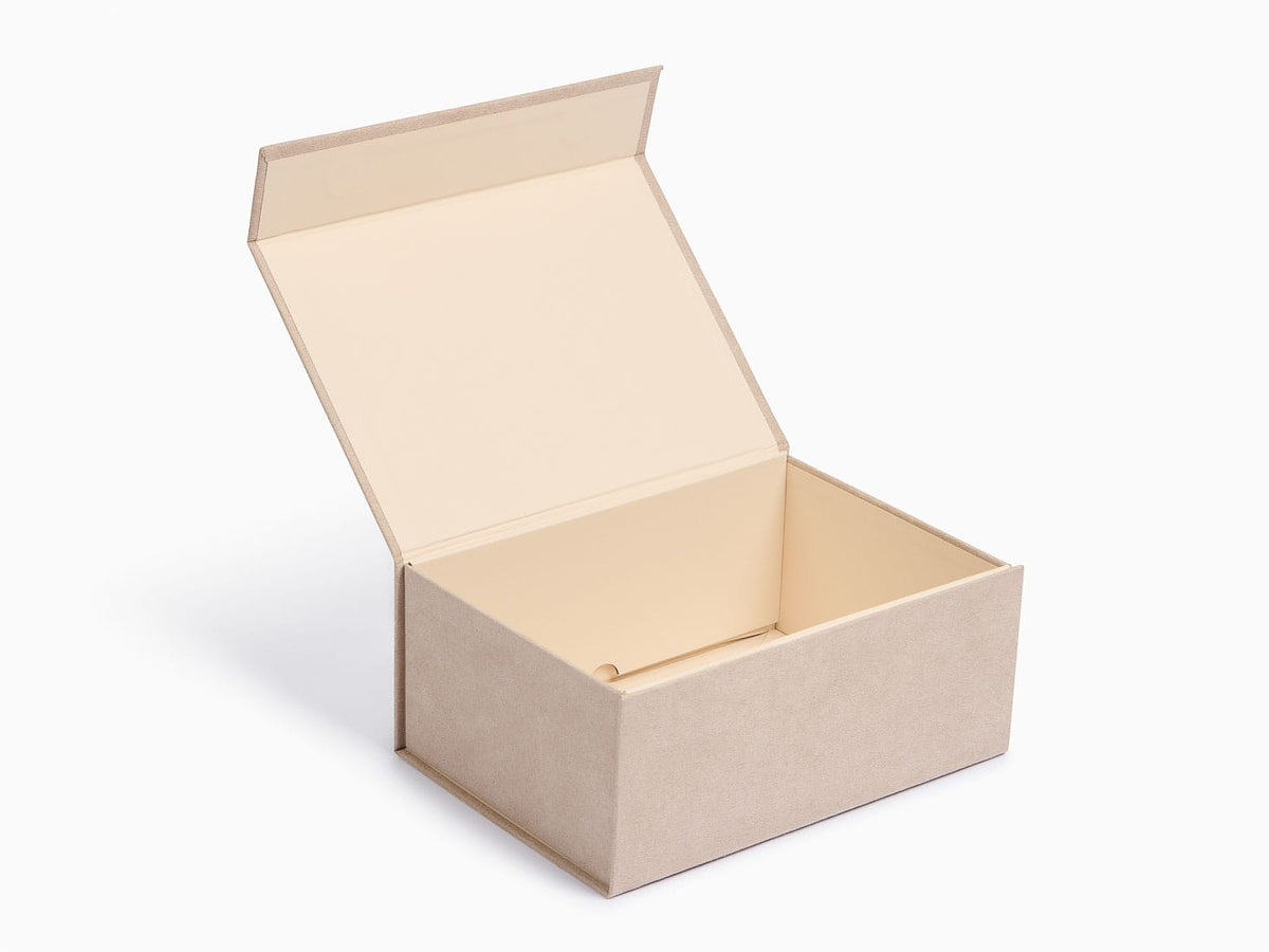 Sample A5 Deep Stone Faux Suede Gift Box Assembled Open