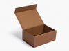 Tan Faux Leather A5 Deep Gift Box Assembled With Lid Open