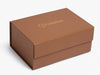 Tan Faux Leather A5 Deep Gift Box with Copper Foil Logo Branding