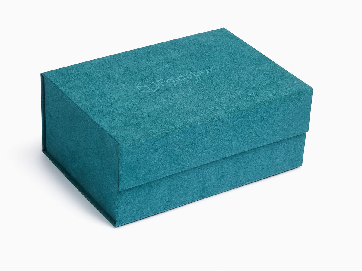 Teal A5 Deep Gift Box with Custom Debossed Logo to Lid