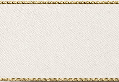 Antique White Satin Ribbon with Gold Stitched Edge