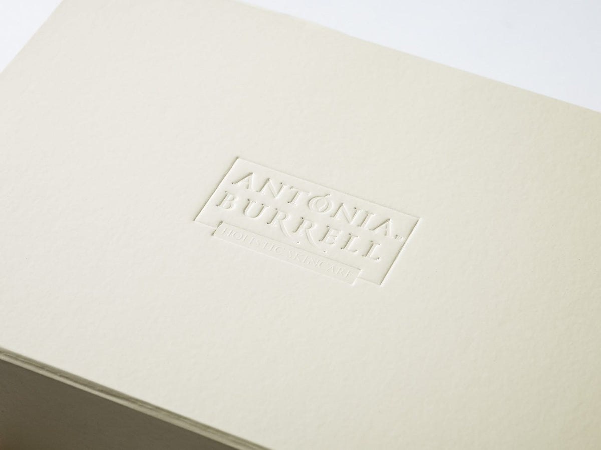 Custom Debossed Logo onto Ivory Gift Box
