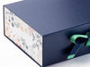 Aromatics FAB Sides® Decorative Side Panels on Navy Gift box with Sage Green Double Ribbon