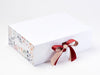 Tan and Rust Double Ribbon Featured with Aromatics FAB Sides® on White Gift Box