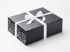 Black A4 Deep No Magnet Gift Box with Black Botanical Sketch FAB Sides® and White Satin Ribbon