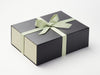 Spring Moss Ribbon Featured on Black No Magnet Gift Box with Sage Green Linen FAB Sides®