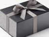 Grey Linen FAB Sides® Featured on Black No Magnets Gift Box with Metal Grey Ribbon