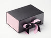 Tulip Ribbon Featured in Black No Magnet Gift Box with Rose Pink Linen FAB Sides®