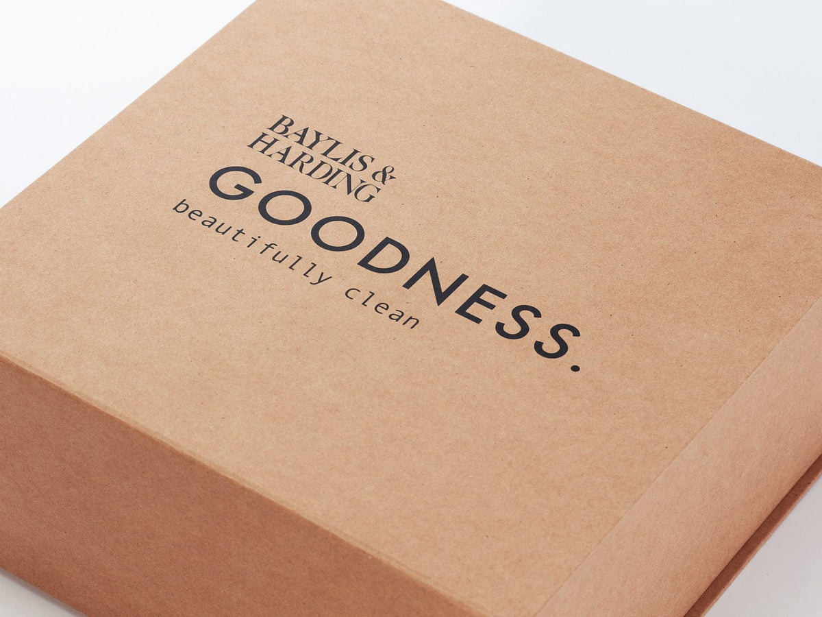 Example of Black Screen Printed Logo Onto Natural Kraft Gift Box