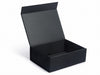 Black Faux Suede Gift Box Assembled with Lid Open