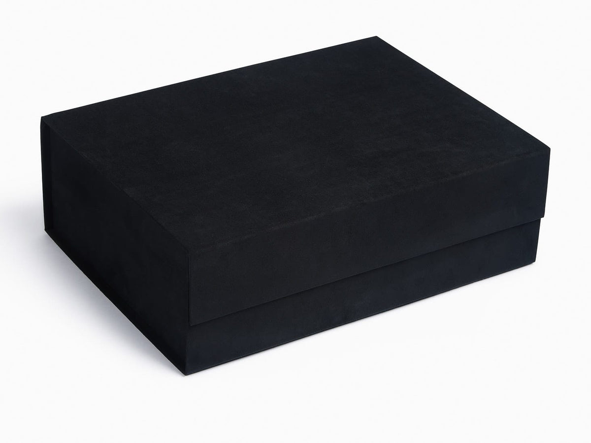 Black A4 Deep Faux Suede Gift Box Assembled