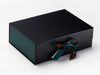 Foxy Friends Christmas Ribbon Featured on Black Gift Box with Hunter Green FAB Sides®