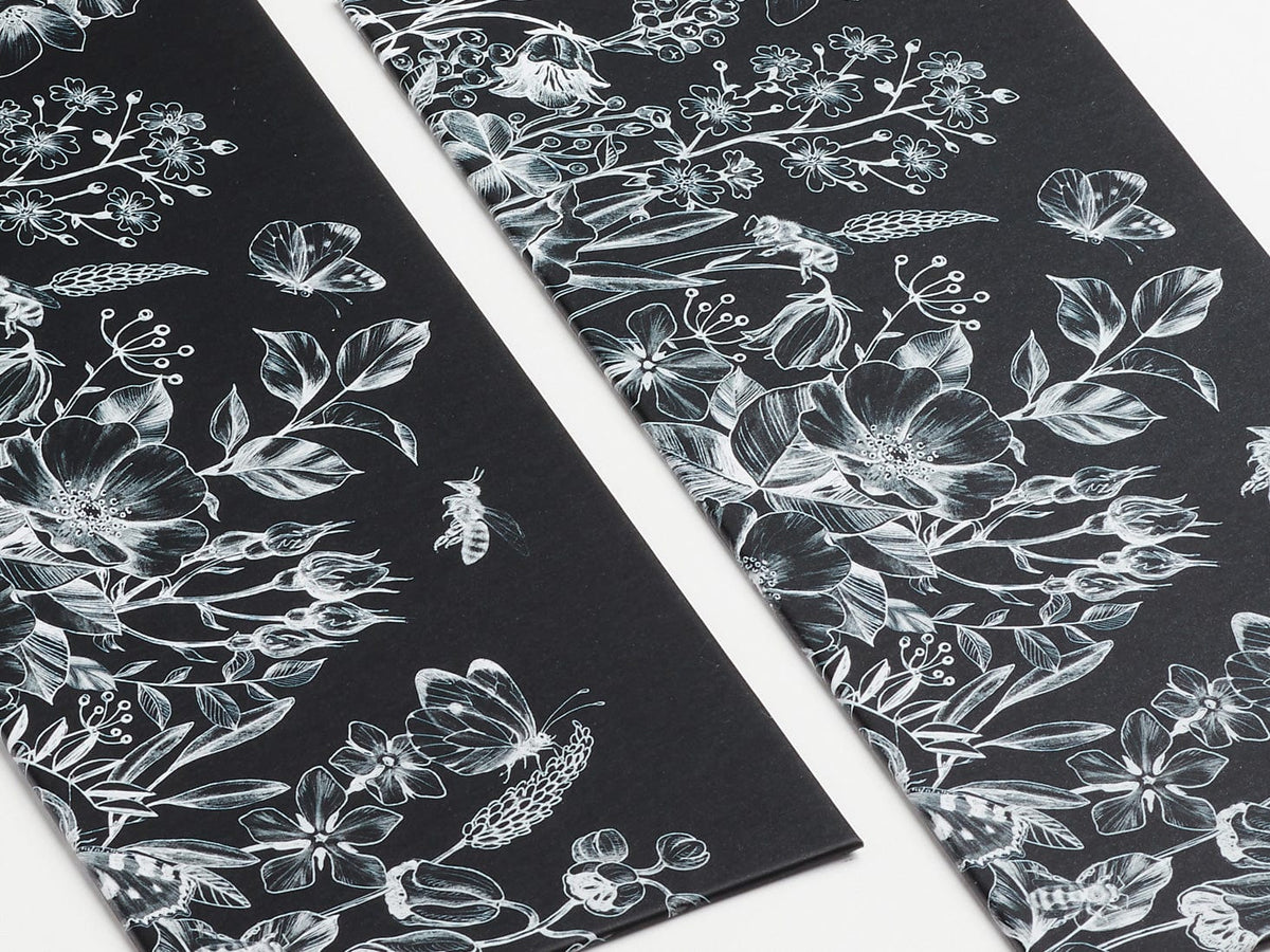 Black Botanical Sketch FAB Sides® Decorative Side Panels Close Up - A4 Deep