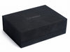 Black Faux Suede Gift Box with Black Foil Logo to lid