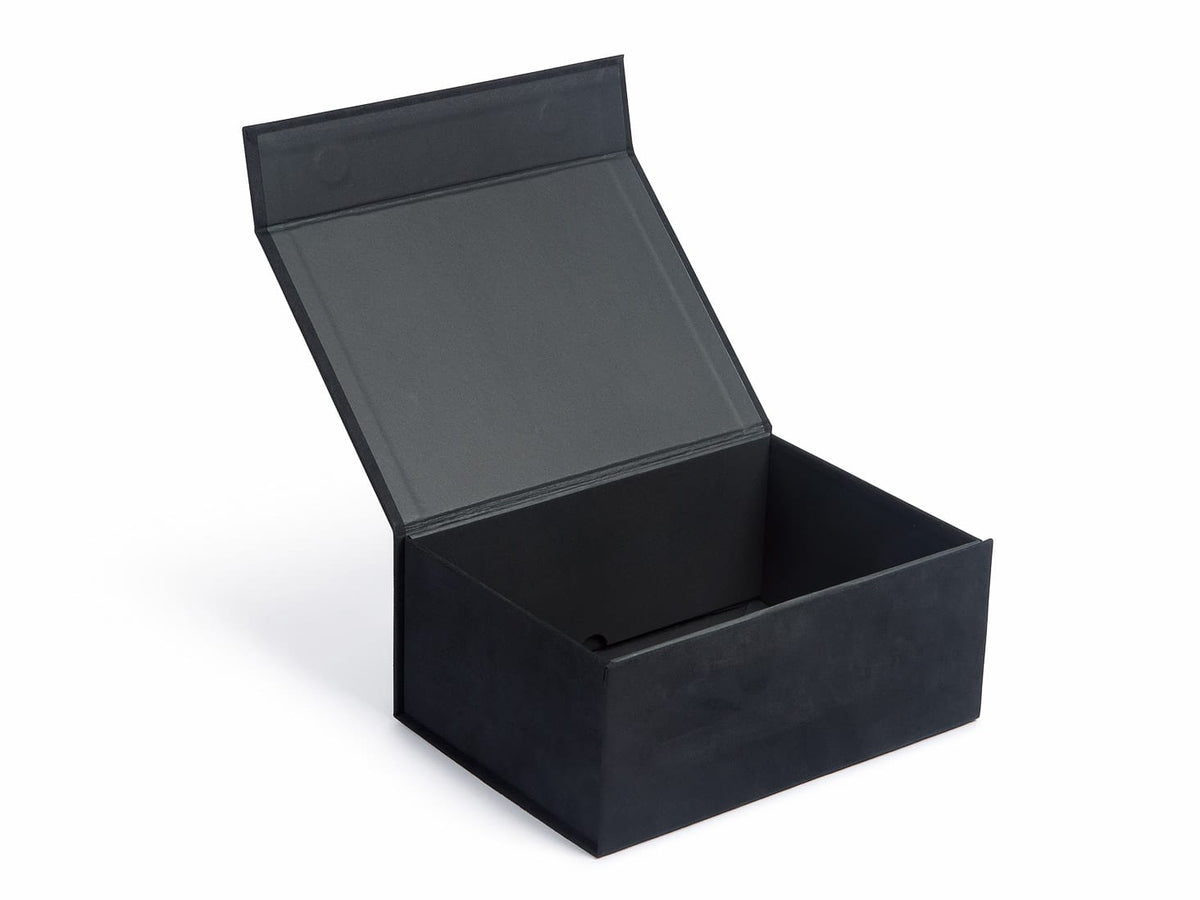 Black Faux Suede A5 Deep Gift Box Assembled with lid open
