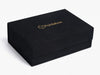 Black Faux Suede Gift Box with Gold Foil Logo to Lid