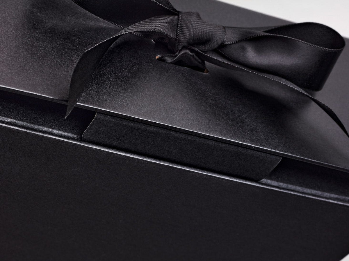Sample Black A4 Deep No Magnets Gift Box with Changeable Ribbon Closure Tab