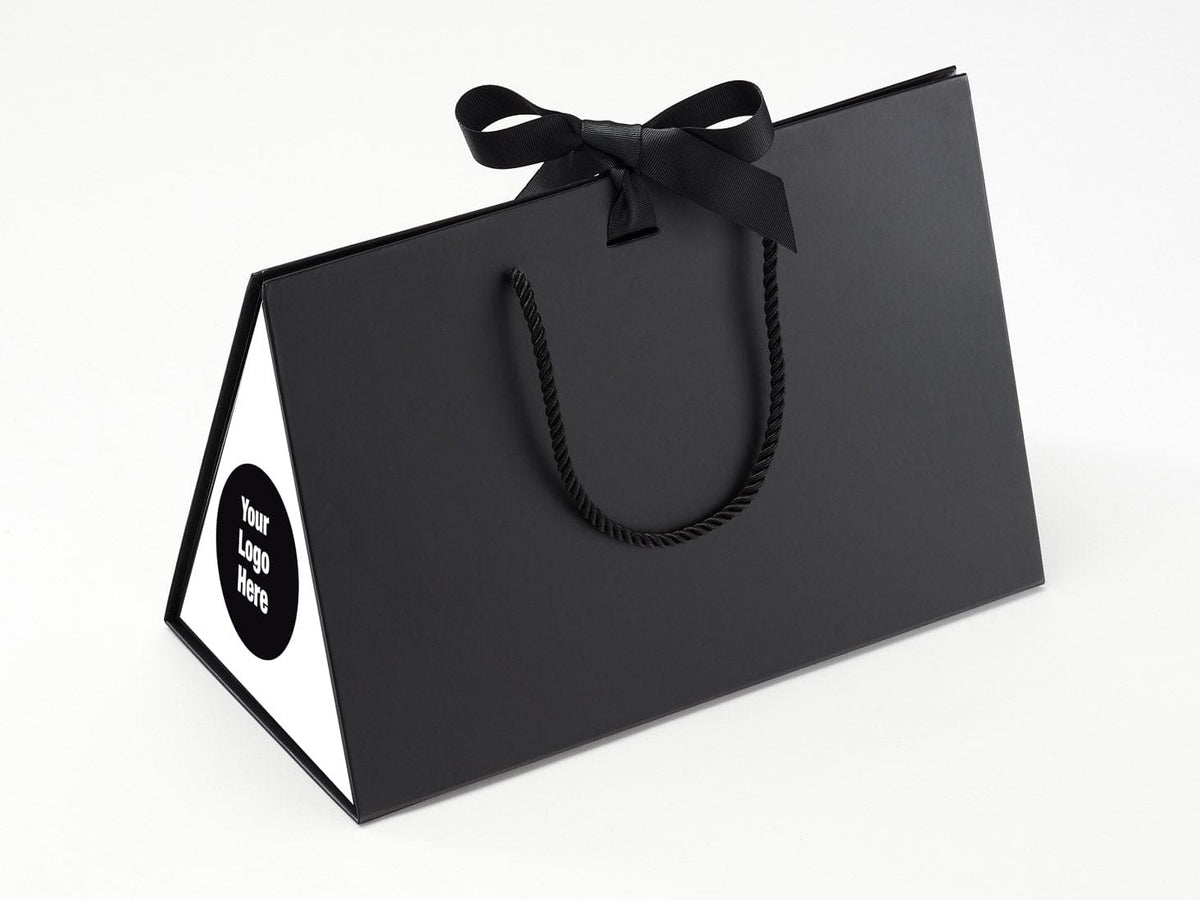 Large Black BoxBag® Featuring Custom Logo Branded Side Panel Labels from brokenlogo