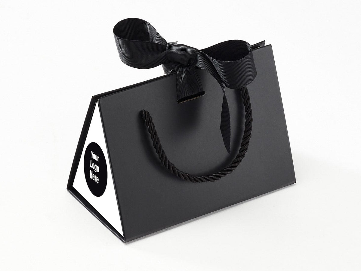 Small Black BoxBags® Featured With Custom Logo Printed Side Panel Labels from brokenlogo