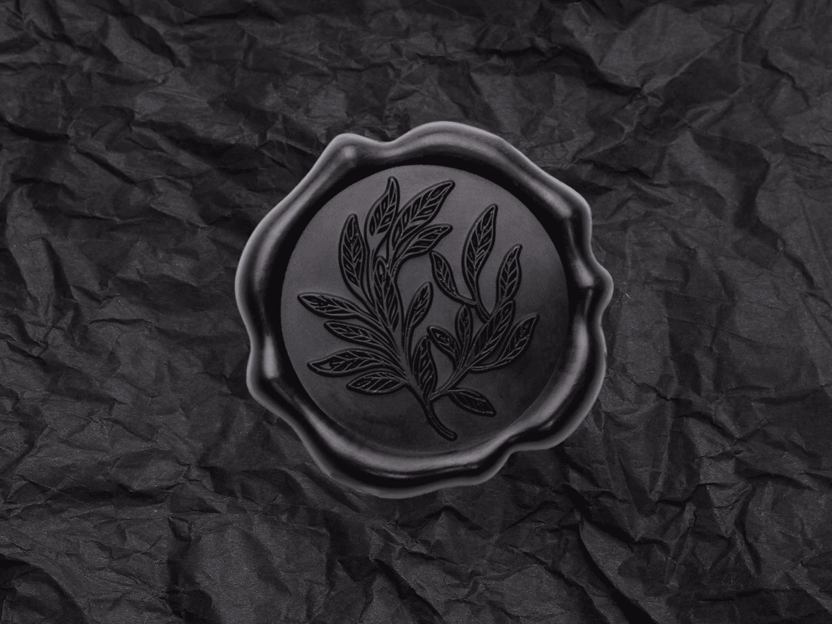 Black Wax Seal Featured on Black Tissue Paper