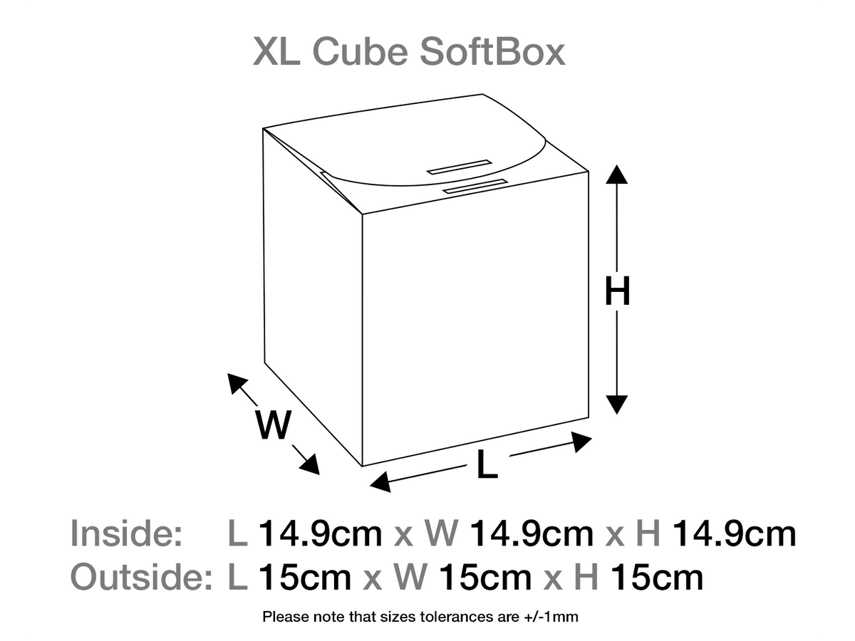 Black XL Cube SoftBox Assembled Size Line Drawing