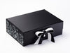 Black Botanical Sketch FAB Sides® Featured on Black Gift Box with Black Satin and White Grosgrain Ribbon