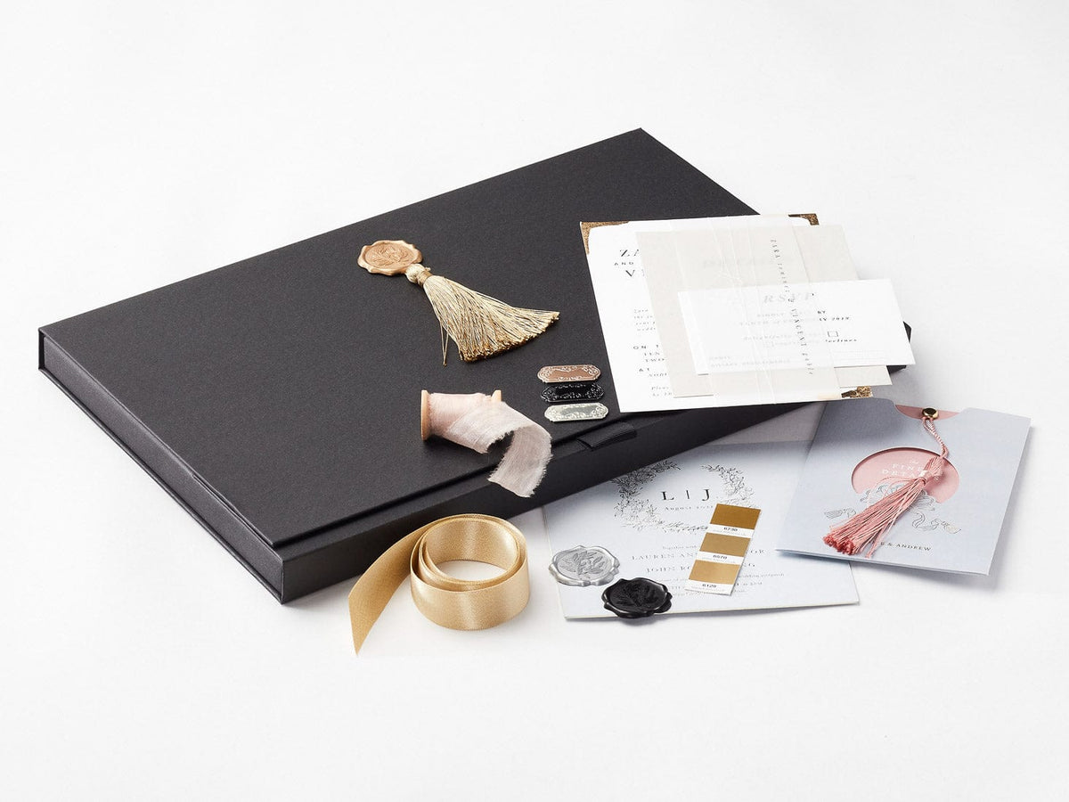 Black DocuBoxes Ideal for Wedding Stationery