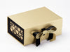 Black Satin Ribbon Featured on Gold Gift Box with Black Hearts FAB Sides®