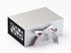 Black Hearts FAB Sides® on Silver Gift Box with Silver Satin and Silver Sparkle Double Ribbon
