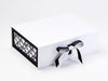 Black Grosgrain Ribbon on White Gift Box with Black Hearts FAB Sides®