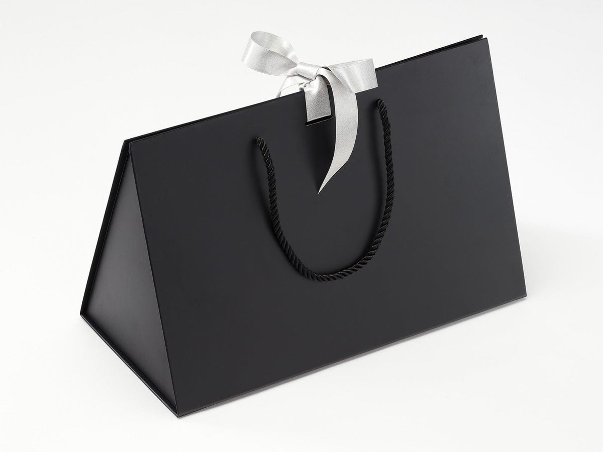 Large Black BoxBag®  Featured with Silver Sparkle Satin Ribbon