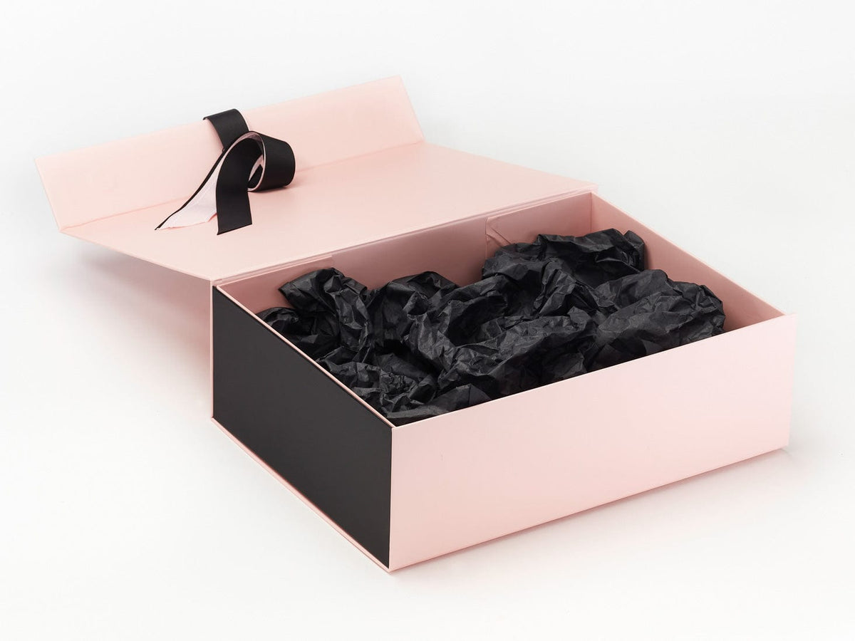 Black Double Ribbon, Black Tissue and Matt Black FAB Sides® Featured with Pale Pink Gift Box