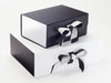 White and Black Gloss FAB Sides® Featured on Black and White Gift Boxes with Black and White Ribbons