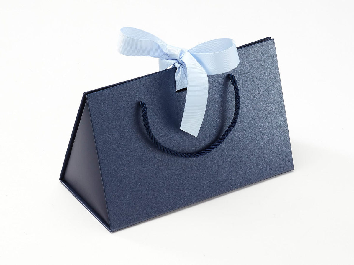 Bluebell Ribbon Featured on Navy Blue Medium BoxBag
