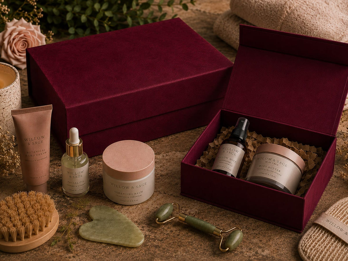 Burgundy-Faux-Suede-Gift-Boxes-For-Beauty-Brands