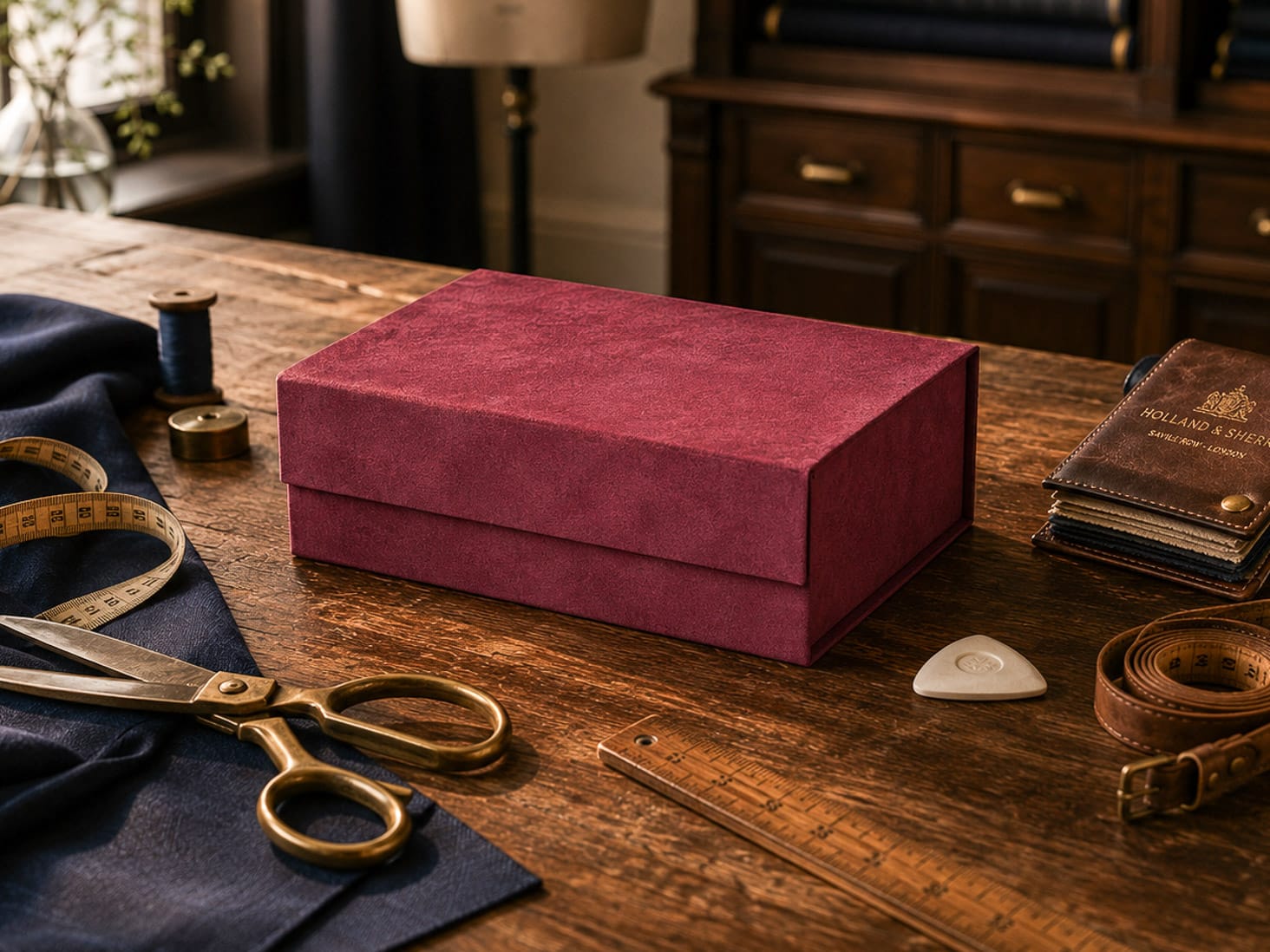 Burgundy Faux Suede Gift Box for Couture Clothing