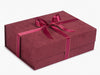 Burgundy Faux Suede Gift Box with GBurgundy Satin Gold Edged Ribbon