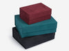 Burgundy Teal and Black Faux Suede Gift Boxes